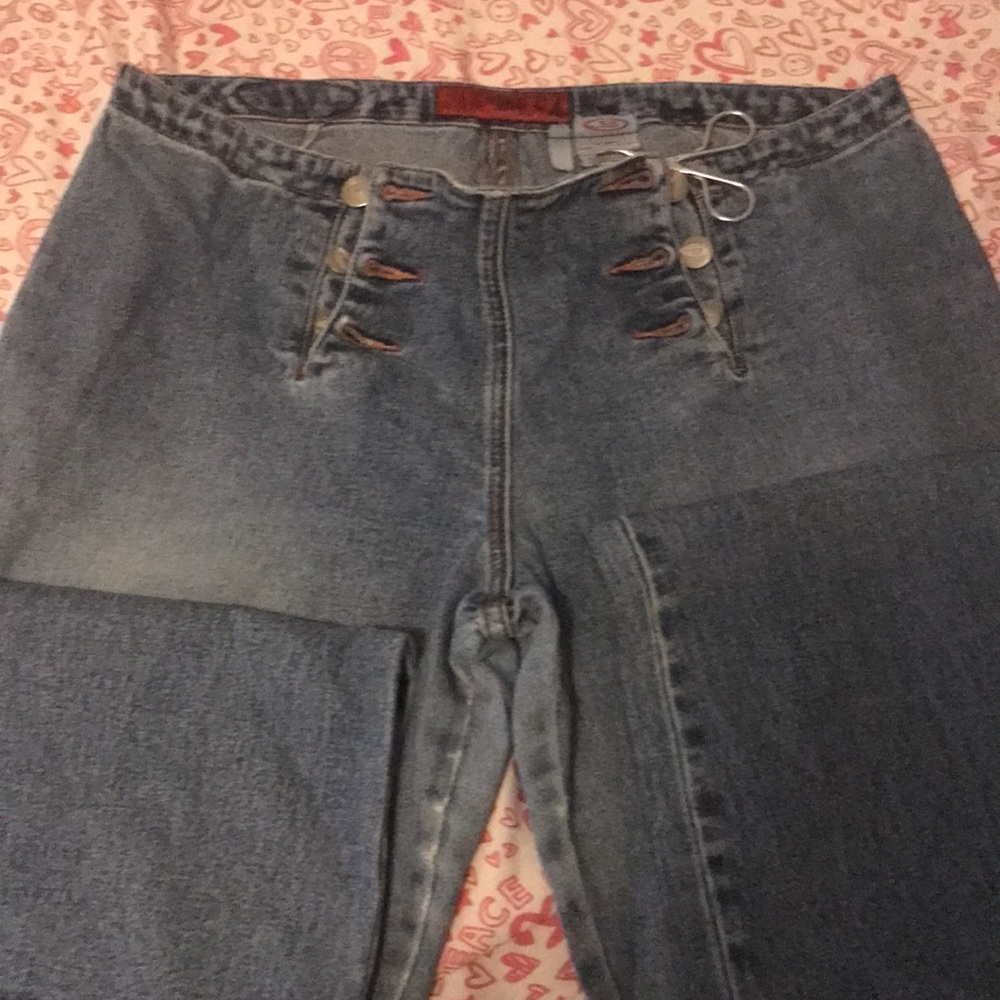 Vintage Navy Style Bongo Flare Bottom Jeans 11 - Picture 2 of 15
